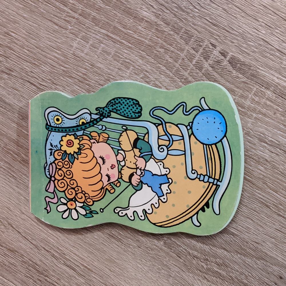 Vintage Notepad Little Girl Knitting Rocking Chair Retro Shapelets Mid Century